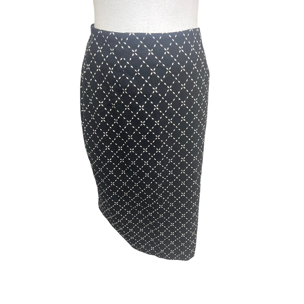 Talbots Petites Skirt Womens Sz 4P Black White Diamond Stretch Pencil Career
